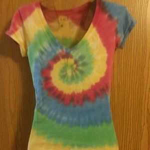 L.O.L Vintage tie dyed v-neck tshirt tye dye sz M